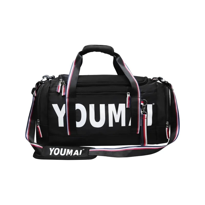 Deli Bear Nylon Gym Bag Unisex Black Khaki/Red/Pink-0
