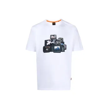HUGO BOSS Graphic Printed Crewneck T Shirt