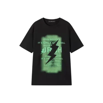JOHN RICHMOND Color Blocking Printed Pyrography Loose Fit Short-Sleeved T-Shirt Men's
