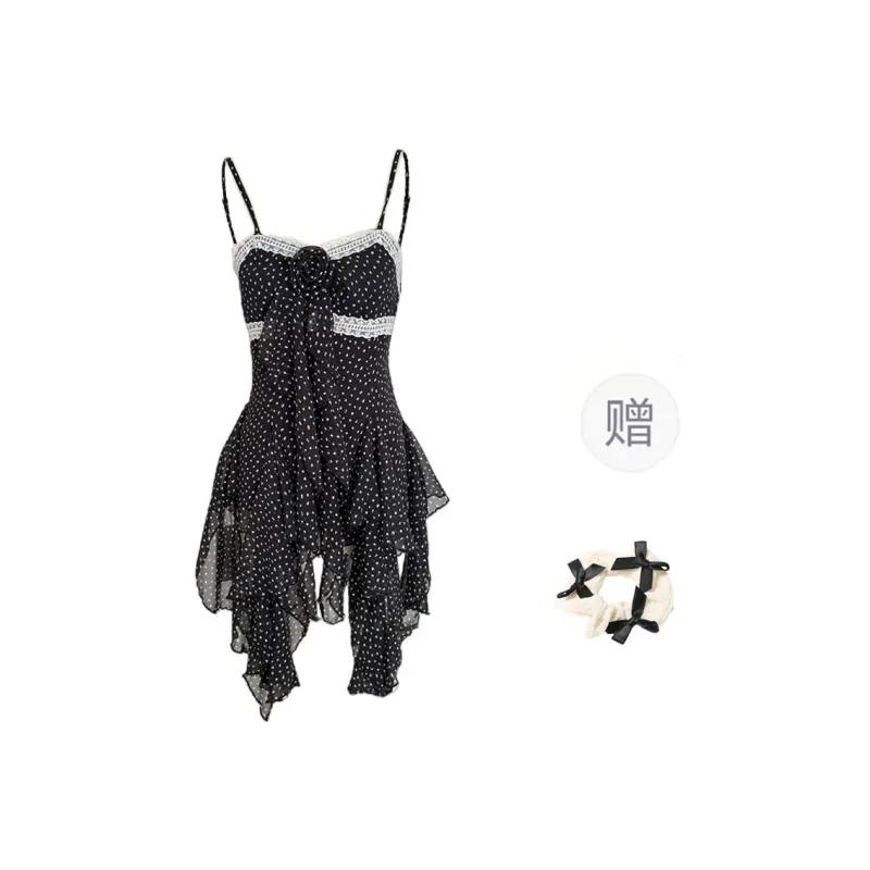 CPAURA Camisole Women's Black+Bowknot Hair Tie Comes With-0