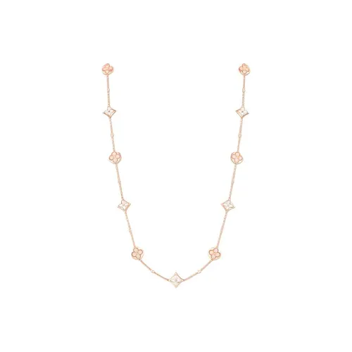 LOUIS VUITTON 18K Rose Gold Mother Of Pearl Diamond Necklaces Unisex Pink Gold
