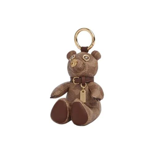 COACH Canvas Leather Keychains Women's Brown