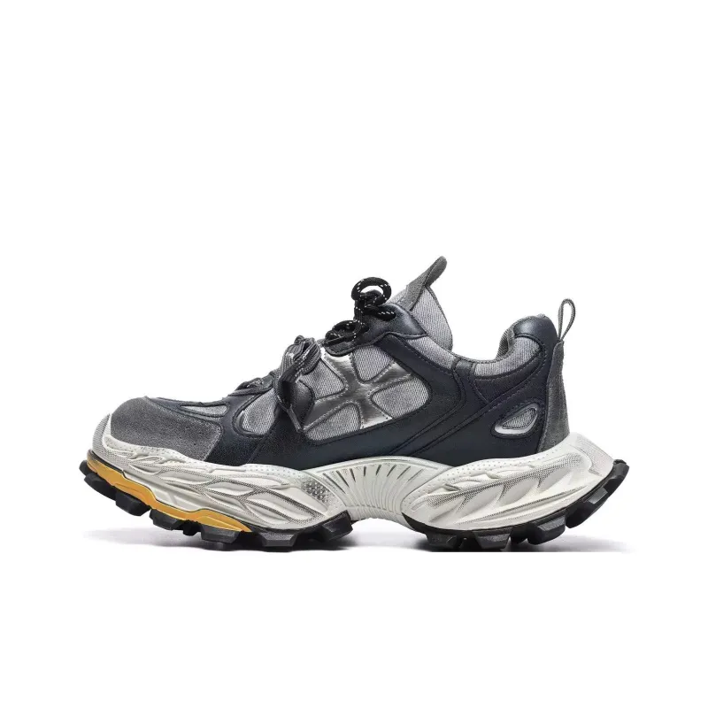 BTE Anti Slip Wear Resistant Low Top Chunky Sneakers Men's Smoke Platinum Gray-0
