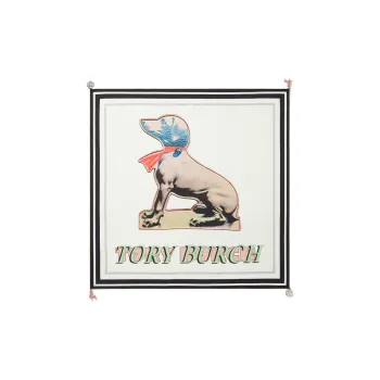 TORY BURCH Mulberry Silk Scarves Unisex White