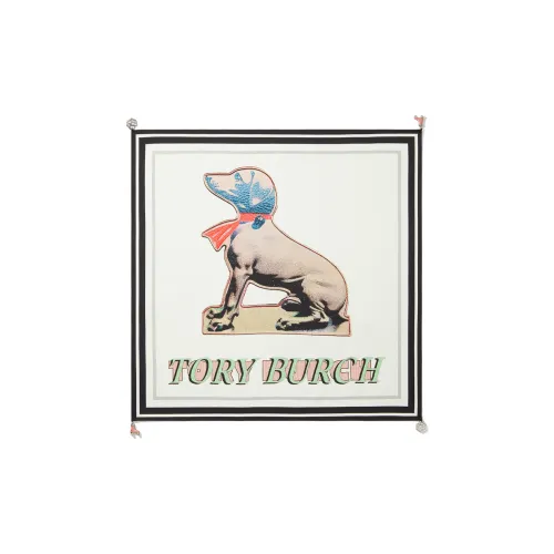 TORY BURCH Mulberry Silk Scarves Unisex White