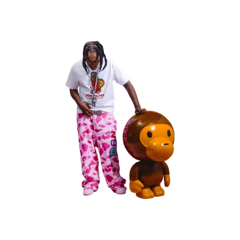 A BATHING APE Don Toliver Collaboration Knitted Sweatpants Unisex Pink-1