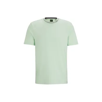 HUGO BOSS Cotton Jersey Regular Fit T Shirt With Branded Collar T Shirt Men's Light Green