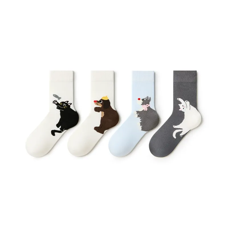 Primeet Mid Calf Socks Women's 4 Pack-4