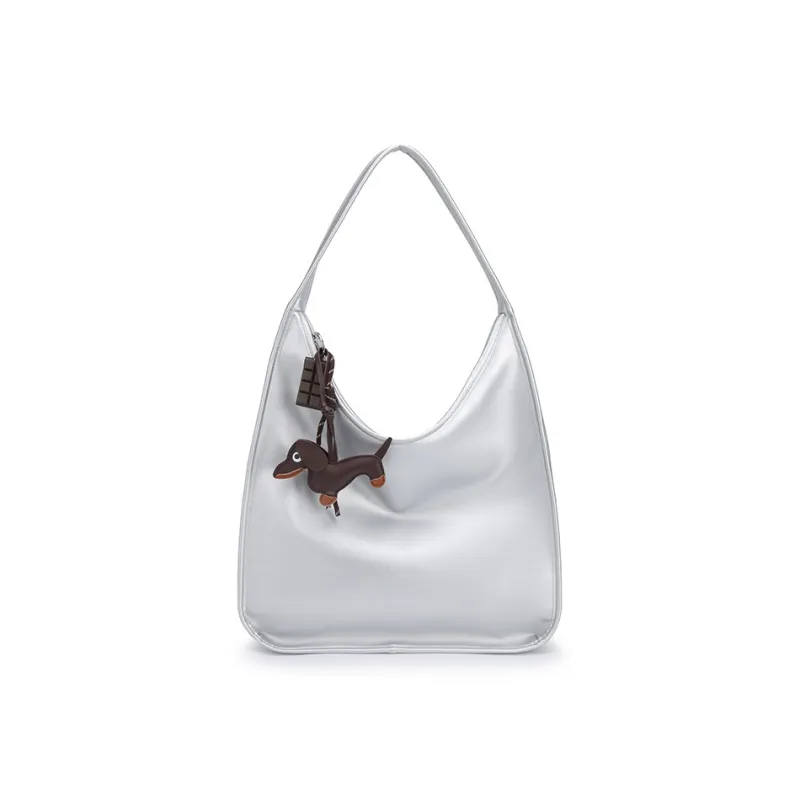 NOMK PU Shoulder Bag Handbag Shoulder Bag Women's Ecru/Silver Black/Dark Brown-4
