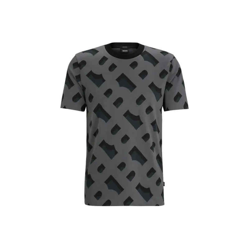 HUGO BOSS Monogram pattern Cotton blend T shirt-0