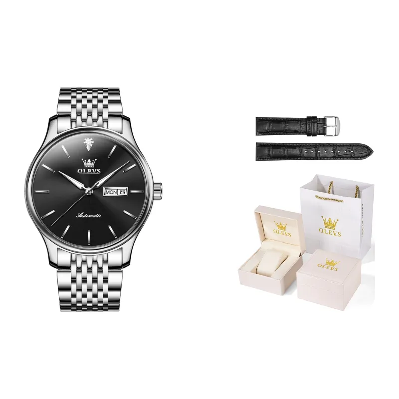 OLEVS Play The Cool Series Mechanical Movement Stainless Steel Watchband Watch Men's Watches White Dial-5
