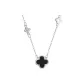 999 Fine Silver Agate Four-Leaf Clover Necklace, Silver