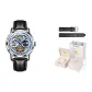 Black Leather Natural Blue Circle Men's