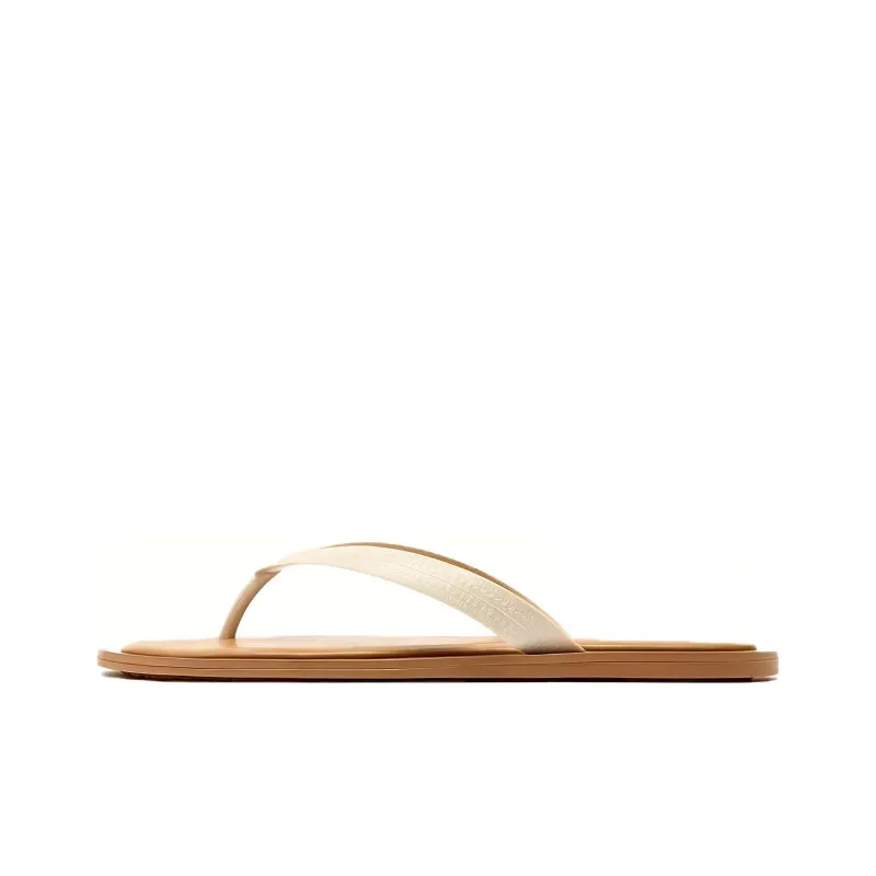 ZARA Quiet Flip Flops Women's Light Beige Yellow-0