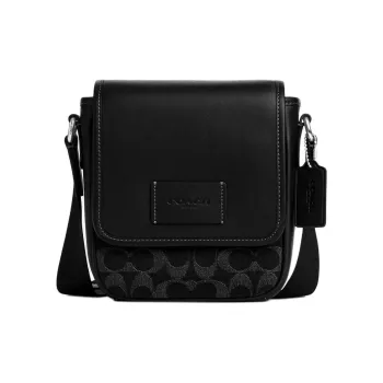 COACH LUCAS Denim With Calfskin Crossbody Bag Mini Men's Silver Black
