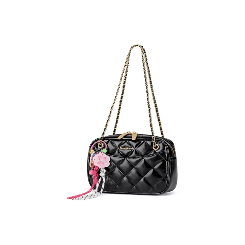 CinvaiKrose Cow Leather Shoulder Bag, Crossbody Bag Small Size Women's Ecru/Black-6