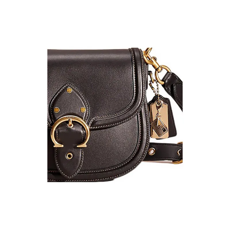 COACH Beat Leather Saddle Bag Shoulder Bag Crossbody Bag Medium Size Women's Black-4