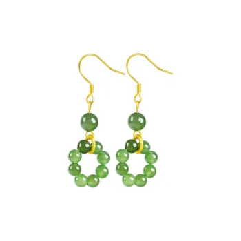 Long Fu Hetian Jade Earrings Jasper Women's
