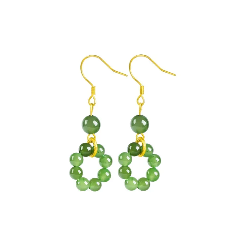 Long Fu Hetian Jade Earrings Jasper Women's-0