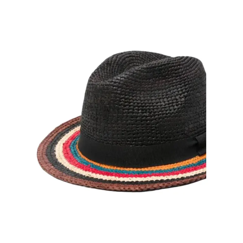 Paul Smith 'Signature Stripe' Straw Trilby Hat-2