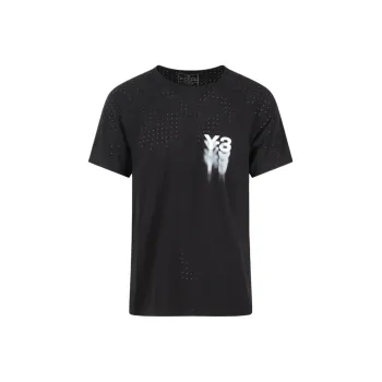 Y 3 Logo print Perforated T shirt