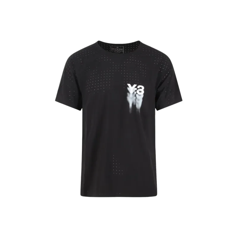 Y-3 Logo-print Perforated T-shirt-0