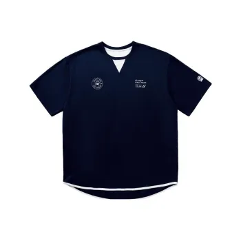 Black Cat Pixel T-Shirt Unisex Navy Blue & White