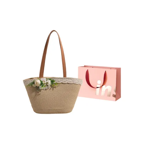 WHEELY BABY+ Straw Woven Shoulder Bag Regular Women's Ecru/Khaki