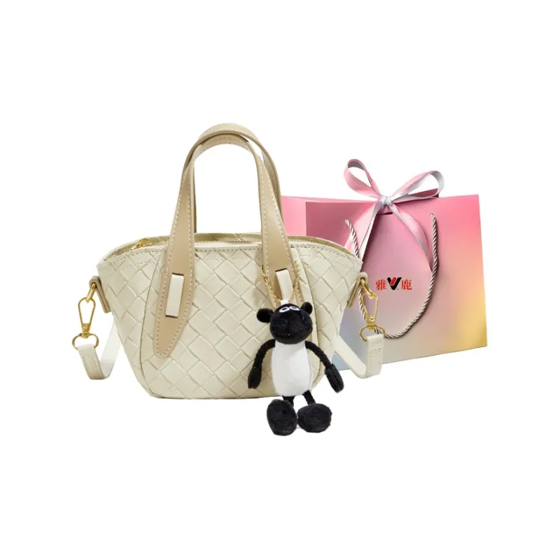 Yalu PU Handbag, Shoulder Bag, Crossbody Bag Women's Ecru/Light Yellow/Silver-7
