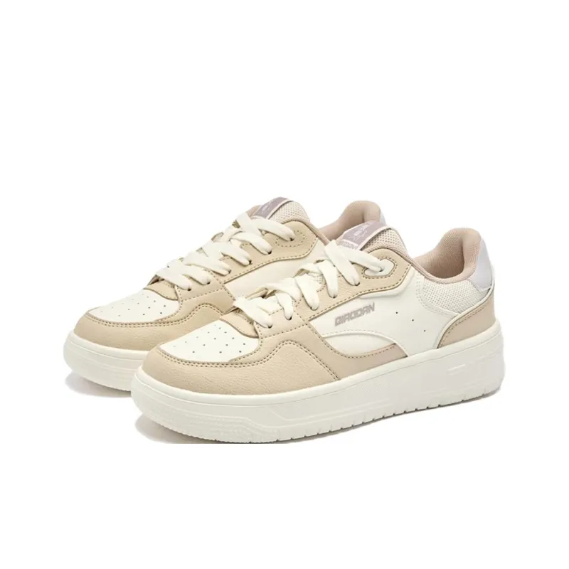 QIAODAN Non slip Lightweight Low Top Skateboard Shoes Women's White Yellow-2