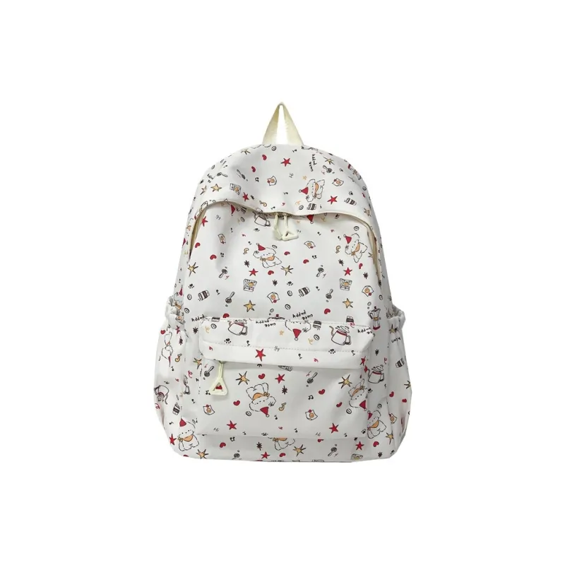 Yalu Nylon Backpack Unisex White/Green-2