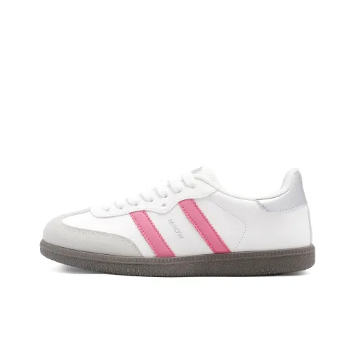 MIIOW German Army Trainers Lightweight Low Top Skateboard Shoes Women's White Pink