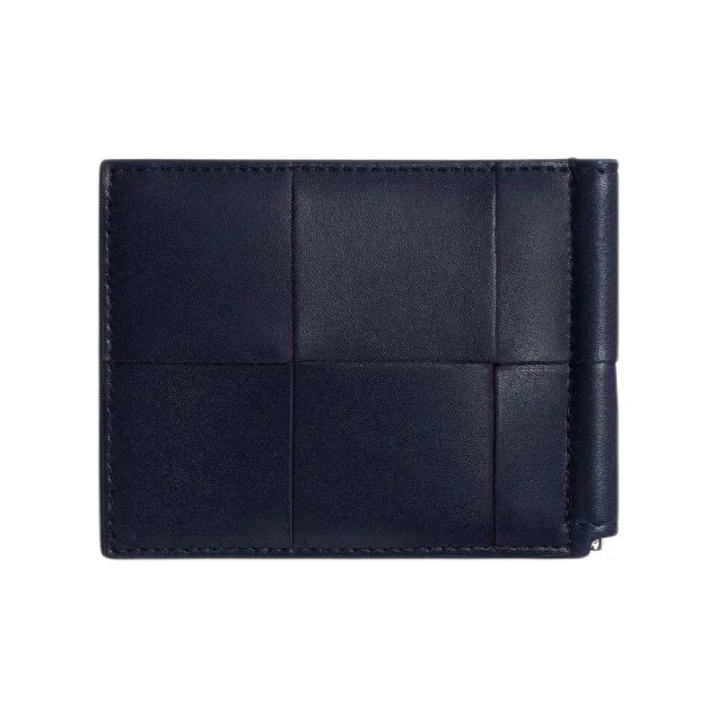 Bottega Veneta CASSETTE Cow Leather Wallet Men's Space Blue/Sapele Red-2