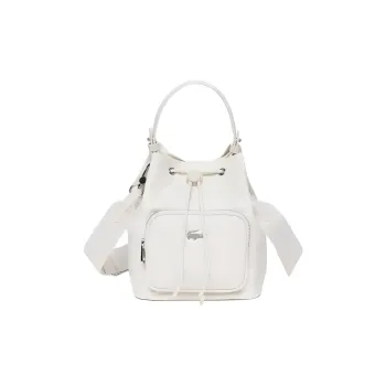 LACOSTE Nylon Bucket Bag Portable Crossbody Bag Shoulder Bag Women's White