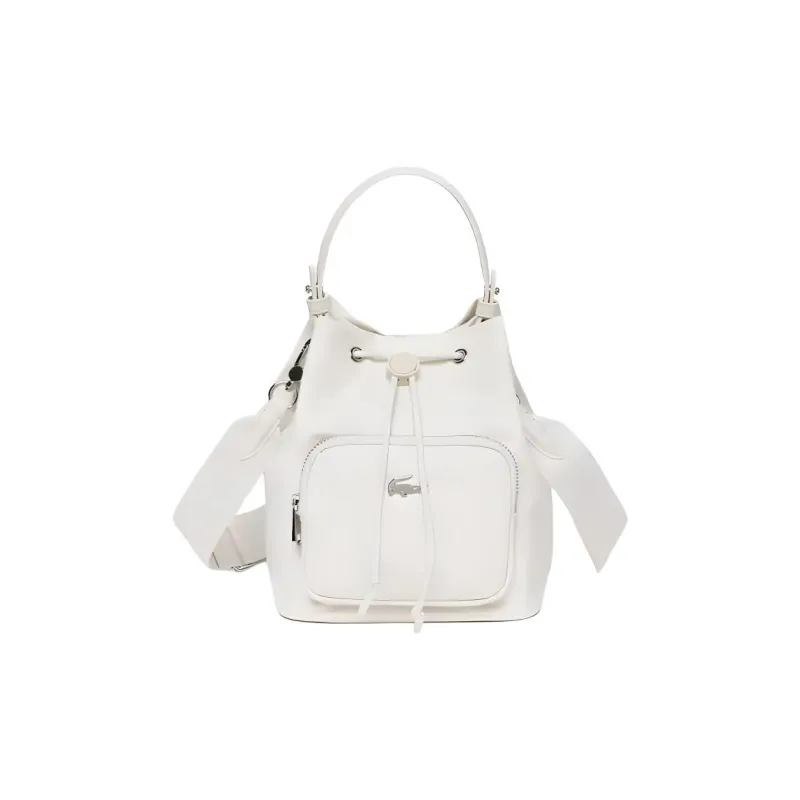 LACOSTE Nylon Bucket Bag Portable Crossbody Bag Shoulder Bag Women's White-0