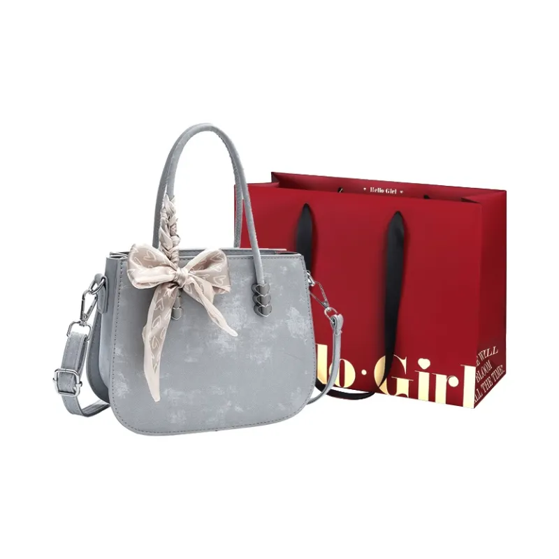 GOX PU One Shoulder Handbag Women's White/Gray/Black/Khaki/Blue/Pink-12