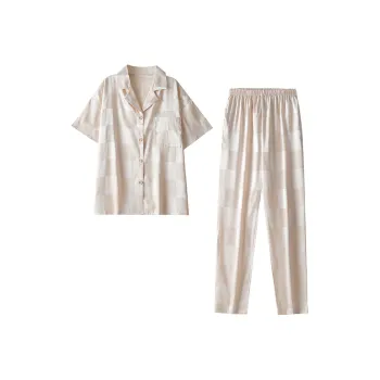 BONAS Pajama Set Women's Solid Color Plaid
