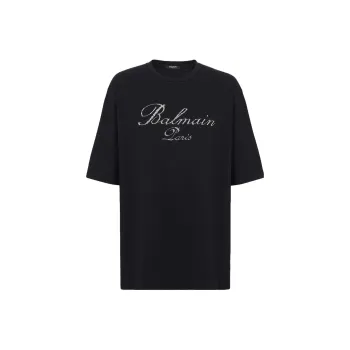 BALMAIN Logo Embellished Crewneck T Shirt