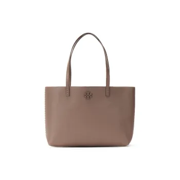 TORY BURCH McGraw Cow Leather Tote Bag Shopping Bag Handbag Shoulder Bag Small Size Women's Silver Maple