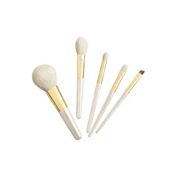 XIBI Makeup Brush Set Soft Animal Fur 5 Pcs Short Handle Portable Travel Eye Shadow Blush Tool Brush Bag