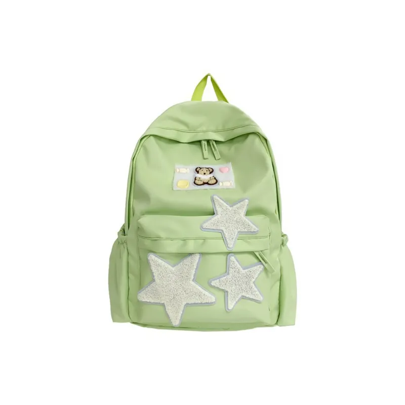 LETOO Composite Cloth Backpack Unisex Black/White/Green/Yellow-6