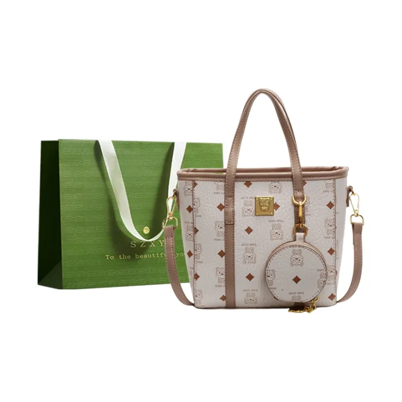 Three Ducklings PU Handbag Women's Ecru/Pink/Brown-0