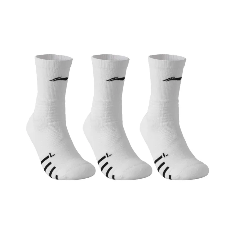 LiNing Antibacterial And Deodorizing Running Casual Knee High Socks Unisex Black White Combo Set-15