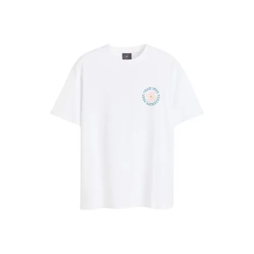 H&M T Shirts Men White/Glow