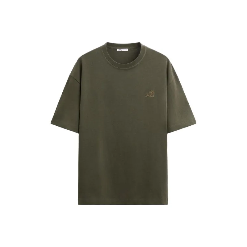 ZARA T Shirts Men Dark Green-0