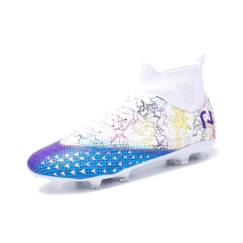 QIUTEXIONG Soccer Shoes Unisex High Top White/Black-28