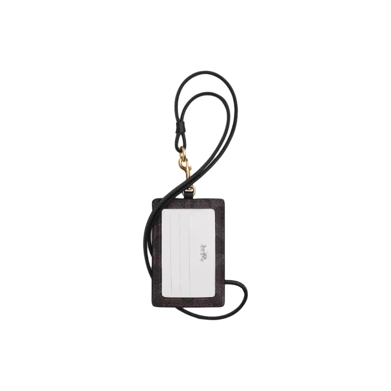 COACH Coated Canvas Card Holder Mini Women's Dark Brown & Black-1
