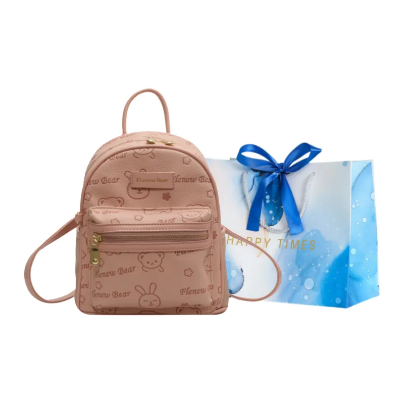 ROUNDOT PU Backpacks Backpack Regular Women's Ecru/Black/Blue/Pink/Brown-21