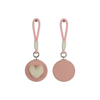 XIBI Heart Pom Pom Pocket Mirror PU Leather Double Sided Foldable Small Mirror Large Size Round Makeup Mirror