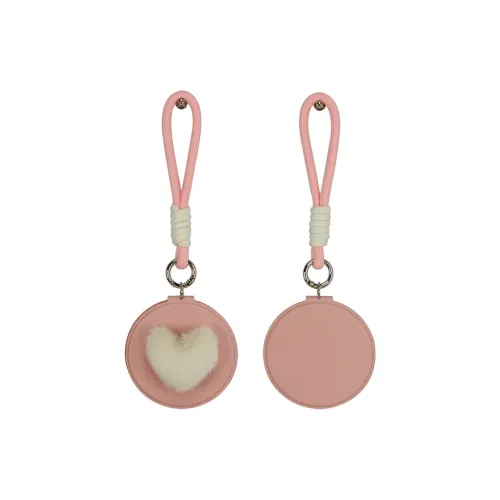 XIBI Heart Pom Pom Pocket Mirror PU Leather Double Sided Foldable Small Mirror Large Size Round Makeup Mirror
